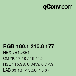 カラーコード: RGB 180.1 216.8 177 | qconv.com