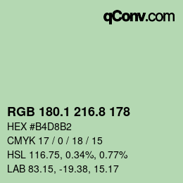 カラーコード: RGB 180.1 216.8 178 | qconv.com