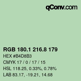 カラーコード: RGB 180.1 216.8 179 | qconv.com