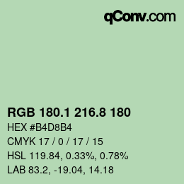 Color code: RGB 180.1 216.8 180 | qconv.com