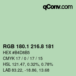 カラーコード: RGB 180.1 216.8 181 | qconv.com