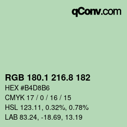 カラーコード: RGB 180.1 216.8 182 | qconv.com