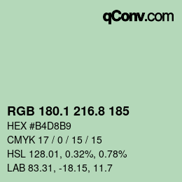 Color code: RGB 180.1 216.8 185 | qconv.com
