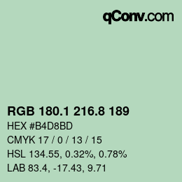 カラーコード: RGB 180.1 216.8 189 | qconv.com