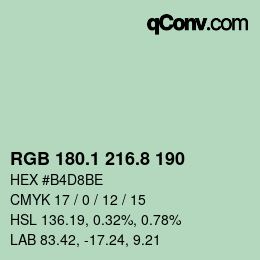 Color code: RGB 180.1 216.8 190 | qconv.com
