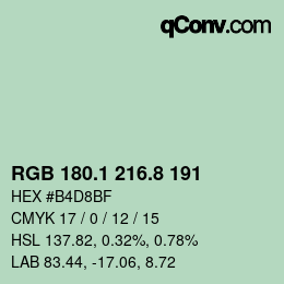 Color code: RGB 180.1 216.8 191 | qconv.com