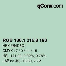 カラーコード: RGB 180.1 216.8 193 | qconv.com
