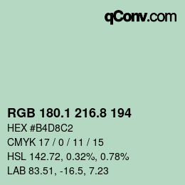 カラーコード: RGB 180.1 216.8 194 | qconv.com