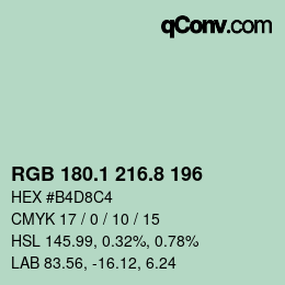 カラーコード: RGB 180.1 216.8 196 | qconv.com