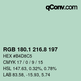 Farbcode: RGB 180.1 216.8 197 | qconv.com