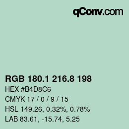 カラーコード: RGB 180.1 216.8 198 | qconv.com