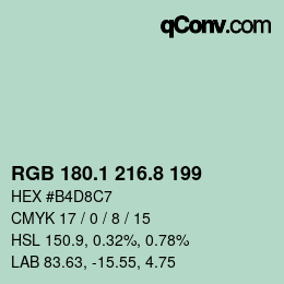 Color code: RGB 180.1 216.8 199 | qconv.com