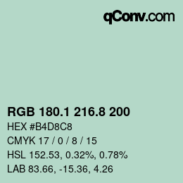 カラーコード: RGB 180.1 216.8 200 | qconv.com