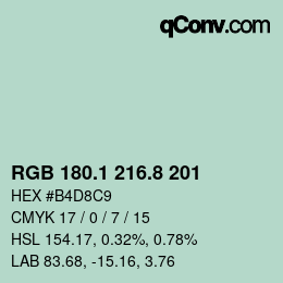 カラーコード: RGB 180.1 216.8 201 | qconv.com