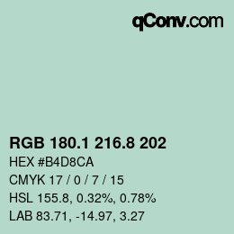 Color code: RGB 180.1 216.8 202 | qconv.com