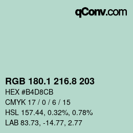 カラーコード: RGB 180.1 216.8 203 | qconv.com