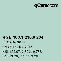 カラーコード: RGB 180.1 216.8 204 | qconv.com