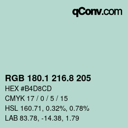 カラーコード: RGB 180.1 216.8 205 | qconv.com