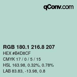 Farbcode: RGB 180.1 216.8 207 | qconv.com