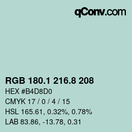 カラーコード: RGB 180.1 216.8 208 | qconv.com