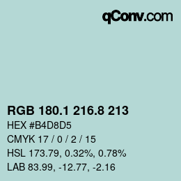 カラーコード: RGB 180.1 216.8 213 | qconv.com