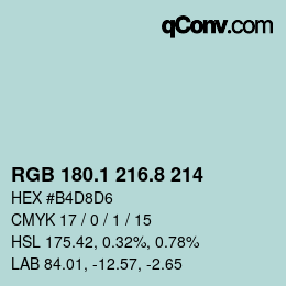 カラーコード: RGB 180.1 216.8 214 | qconv.com