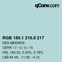 Código de color: RGB 180.1 216.8 217 | qconv.com