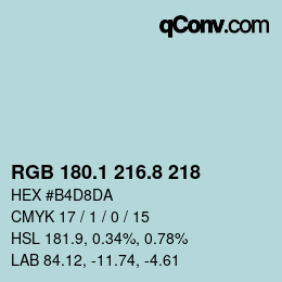 カラーコード: RGB 180.1 216.8 218 | qconv.com
