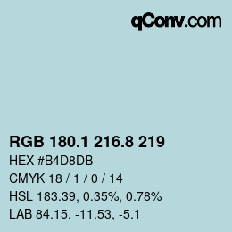 Color code: RGB 180.1 216.8 219 | qconv.com
