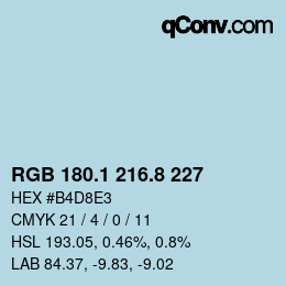 Color code: RGB 180.1 216.8 227 | qconv.com