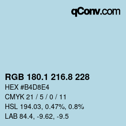 カラーコード: RGB 180.1 216.8 228 | qconv.com