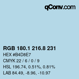 Color code: RGB 180.1 216.8 231 | qconv.com