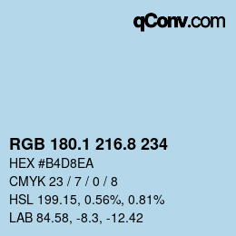 カラーコード: RGB 180.1 216.8 234 | qconv.com