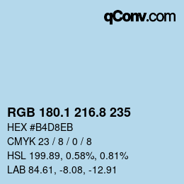 Color code: RGB 180.1 216.8 235 | qconv.com