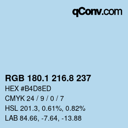 Color code: RGB 180.1 216.8 237 | qconv.com