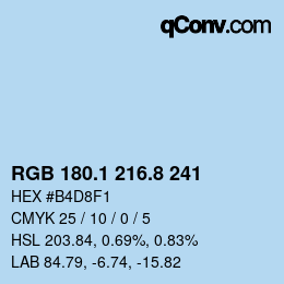 Color code: RGB 180.1 216.8 241 | qconv.com