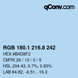 Code couleur: RGB 180.1 216.8 242 | qconv.com