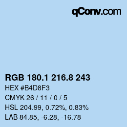 カラーコード: RGB 180.1 216.8 243 | qconv.com