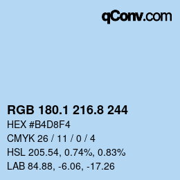 Farbcode: RGB 180.1 216.8 244 | qconv.com