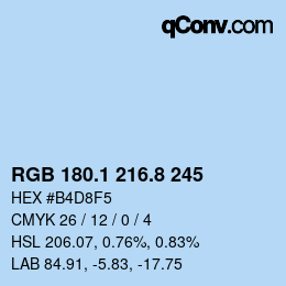 Farbcode: RGB 180.1 216.8 245 | qconv.com