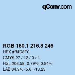 Color code: RGB 180.1 216.8 246 | qconv.com