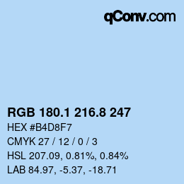 Color code: RGB 180.1 216.8 247 | qconv.com