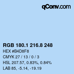 カラーコード: RGB 180.1 216.8 248 | qconv.com