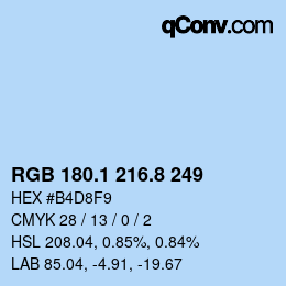 Color code: RGB 180.1 216.8 249 | qconv.com