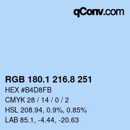 Farbcode: RGB 180.1 216.8 251 | qconv.com