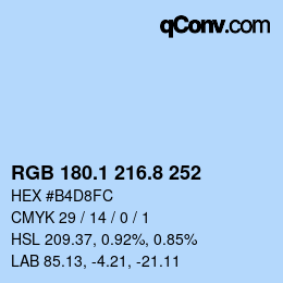 Color code: RGB 180.1 216.8 252 | qconv.com