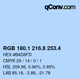 カラーコード: RGB 180.1 216.8 253.4 | qconv.com