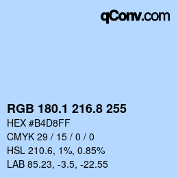 Color code: RGB 180.1 216.8 255 | qconv.com
