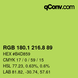 カラーコード: RGB 180.1 216.8 89 | qconv.com