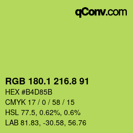 カラーコード: RGB 180.1 216.8 91 | qconv.com